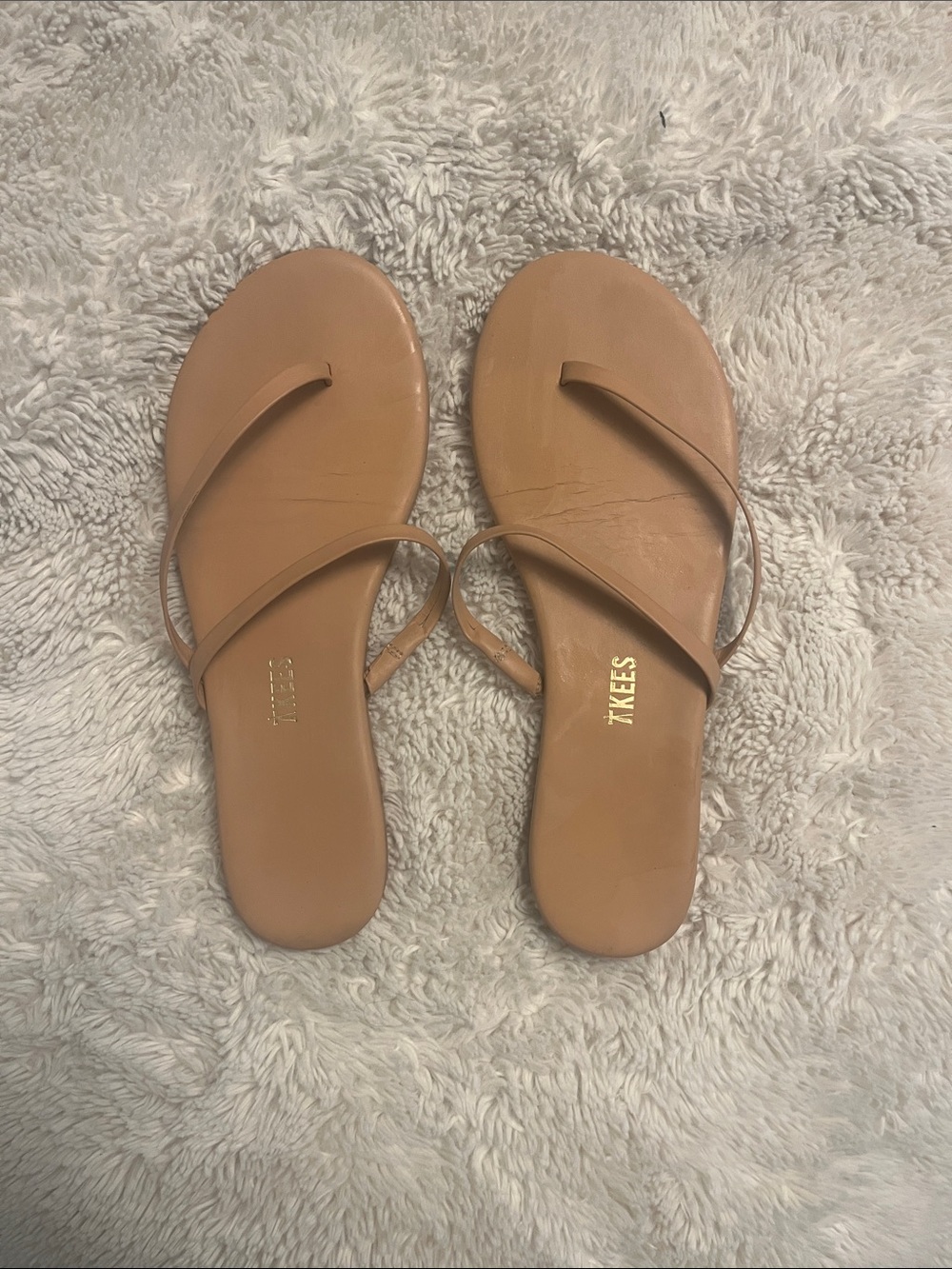 TKEES Women’s Tan Strappy Leather Slide Sandals